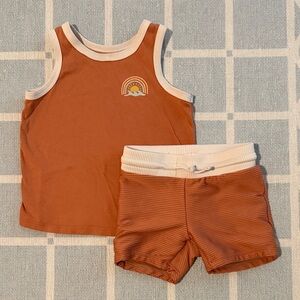 Orange Tank Top and Shorts Set